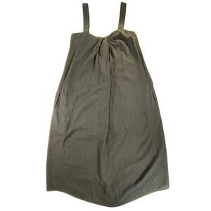 Vince Black Linen Blend Draped Midi Dress Size 0 Tulip Hem Minimalist Luxury